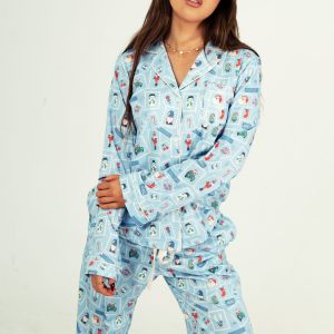 Dear Santa Jersey Knit Cotton Long PJ Set