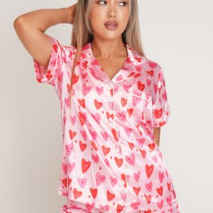 Candy Hearts Short Satin PJ Set