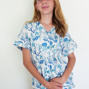 Girls - Sea Life Jersey Knit Cotton Short PJ Set