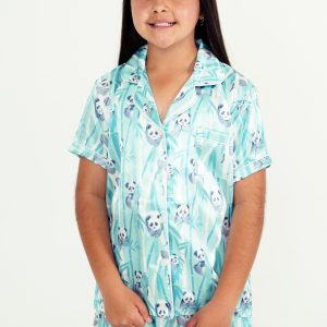 Girls - Playful Pandas Short Satin PJ Set