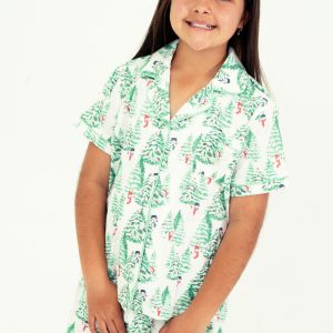 Girls - Frosty Forest Jersey Knit Cotton Short PJ Set