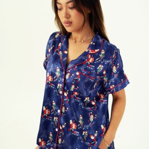 Santa's Workshop Satin Short PJ Set