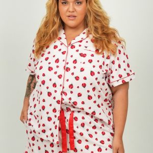 Red Lady Bugs Jersey Knit Cotton Short PJ Set