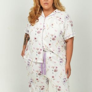 Edge Of The Meadow - Jersey Knit Cotton - Short Top/Long Pants PJ Set