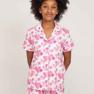 Girls - Lots Of Kisses - Jersey Knit Cotton Short PJ Set