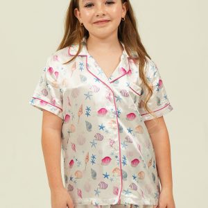 Girls Seashells Satin Short Pyjama Set
