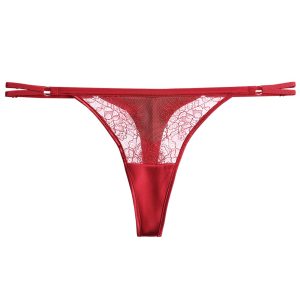 Low-Rise Silk Lace T-Back Thong