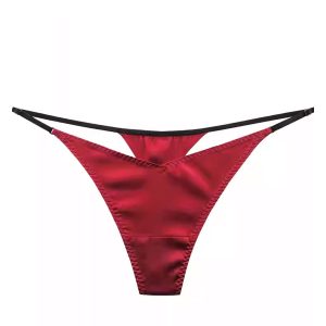 Mid-Rise Silk Thong Panties