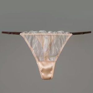 Mulberry Silk Embroidered Lace T-Back Thong