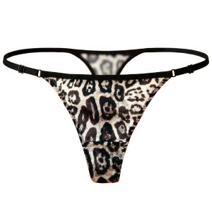 Leopard Print Silk T-Back Thong Panties