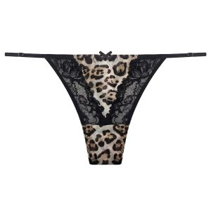 Leopard Lace Silk T-Back Panties